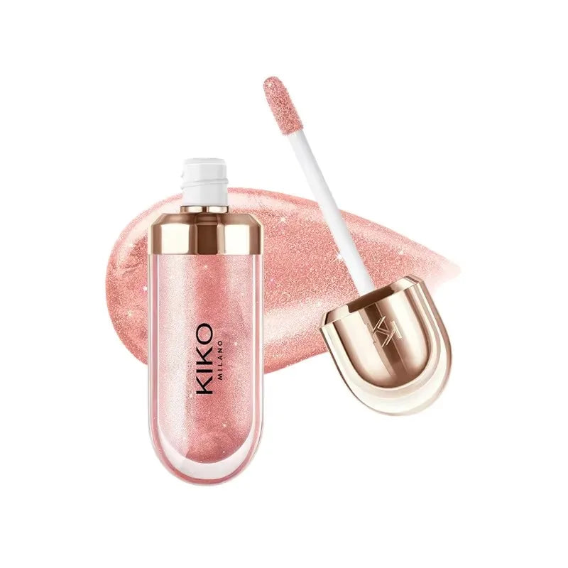 KIKO Brillo Labial Líquido 3D Transparente, Efecto Espejo, Nutritivo, Labios Voluminosos, Larga Duración, Tono Té con Leche/Pasta de Frijol