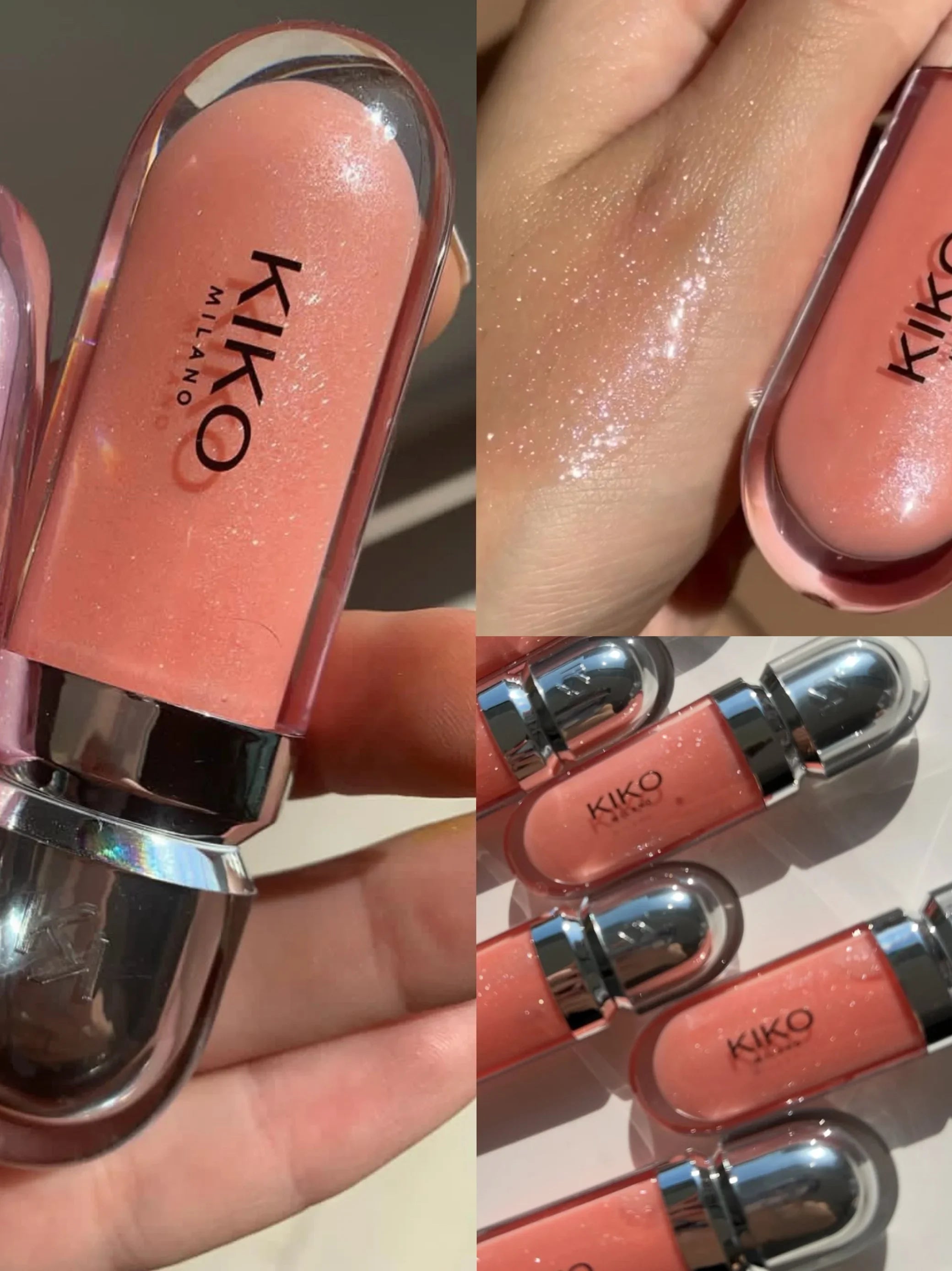 KIKO Brillo Labial Líquido 3D Transparente, Efecto Espejo, Nutritivo, Labios Voluminosos, Larga Duración, Tono Té con Leche/Pasta de Frijol