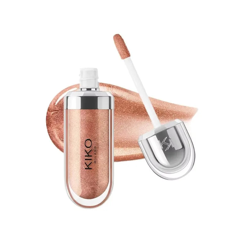 KIKO Brillo Labial Líquido 3D Transparente, Efecto Espejo, Nutritivo, Labios Voluminosos, Larga Duración, Tono Té con Leche/Pasta de Frijol