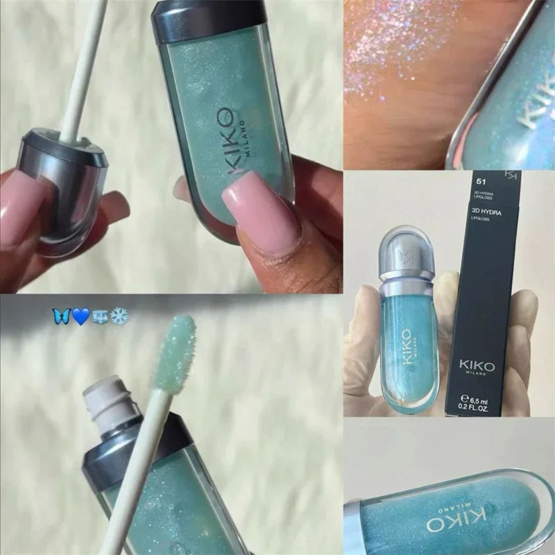 KIKO Brillo Labial Líquido 3D Transparente, Efecto Espejo, Nutritivo, Labios Voluminosos, Larga Duración, Tono Té con Leche/Pasta de Frijol