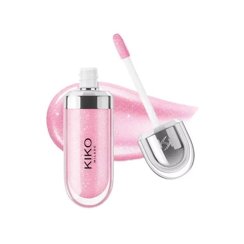 KIKO Brillo Labial Líquido 3D Transparente, Efecto Espejo, Nutritivo, Labios Voluminosos, Larga Duración, Tono Té con Leche/Pasta de Frijol