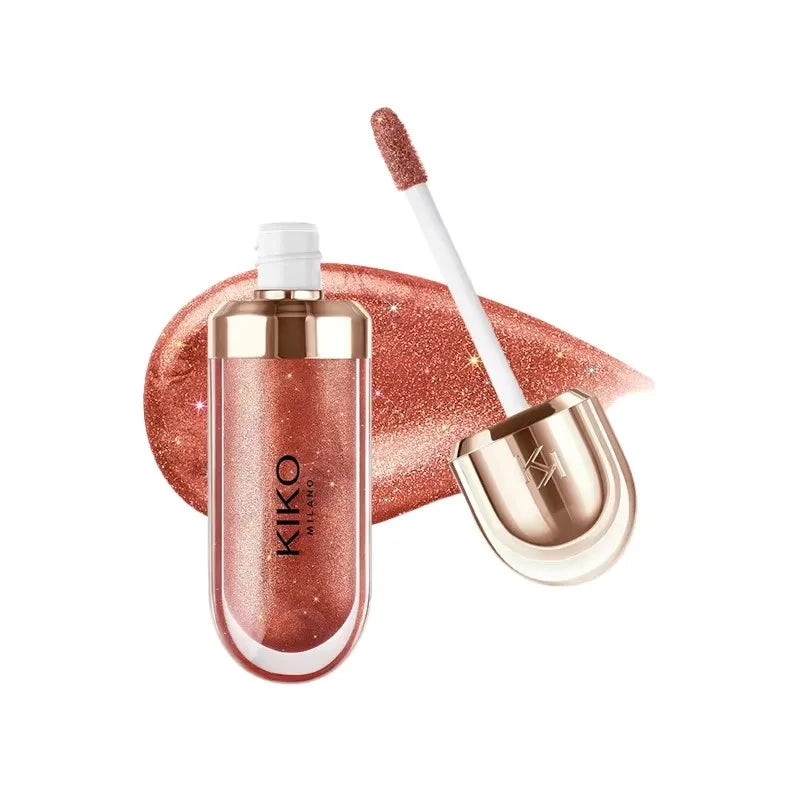KIKO Brillo Labial Líquido 3D Transparente, Efecto Espejo, Nutritivo, Labios Voluminosos, Larga Duración, Tono Té con Leche/Pasta de Frijol