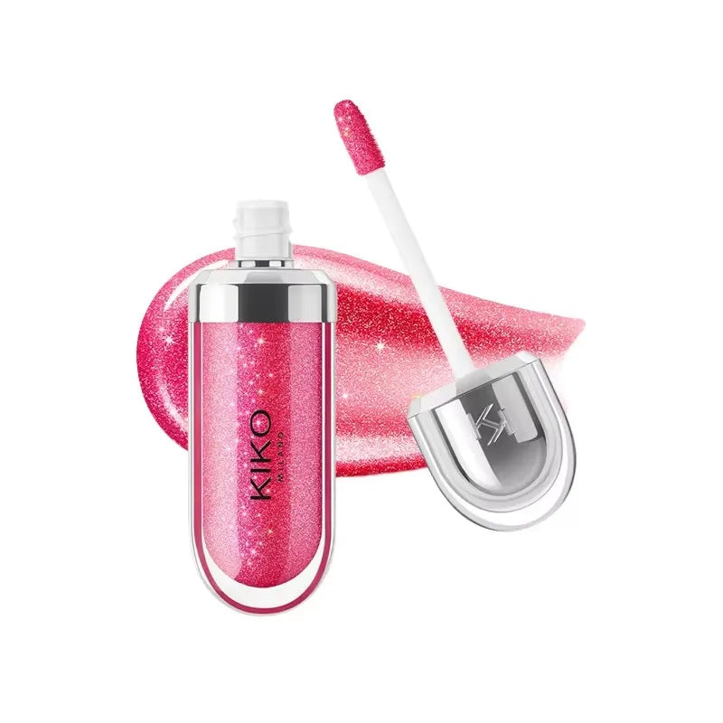 KIKO Brillo Labial Líquido 3D Transparente, Efecto Espejo, Nutritivo, Labios Voluminosos, Larga Duración, Tono Té con Leche/Pasta de Frijol