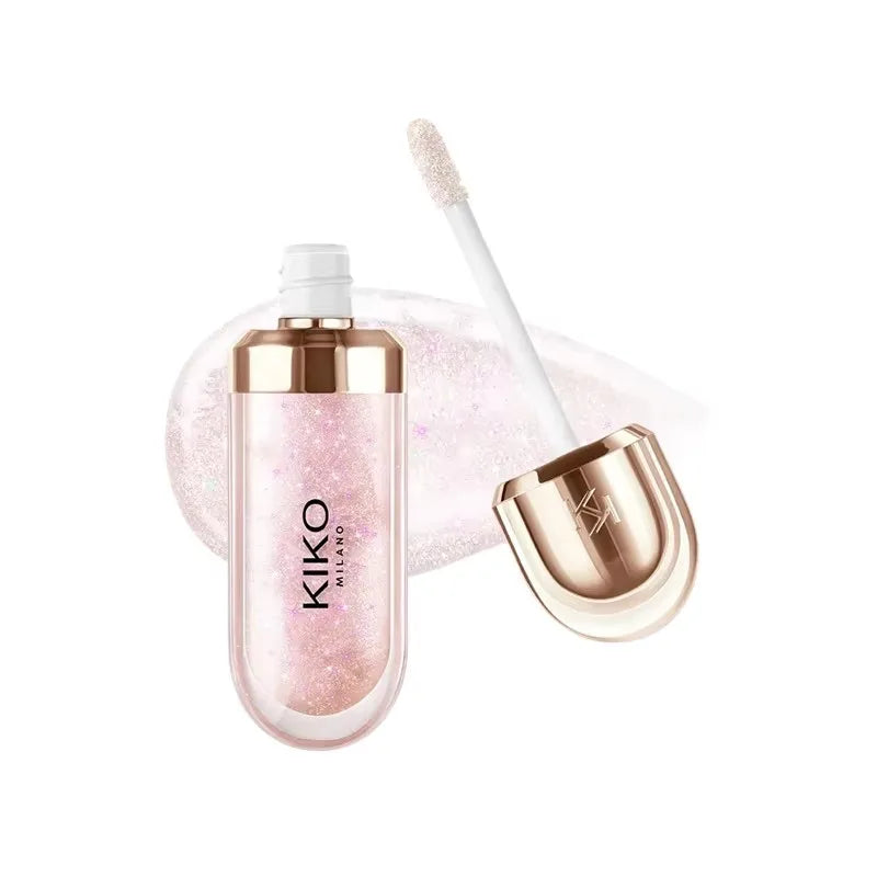 KIKO Brillo Labial Líquido 3D Transparente, Efecto Espejo, Nutritivo, Labios Voluminosos, Larga Duración, Tono Té con Leche/Pasta de Frijol
