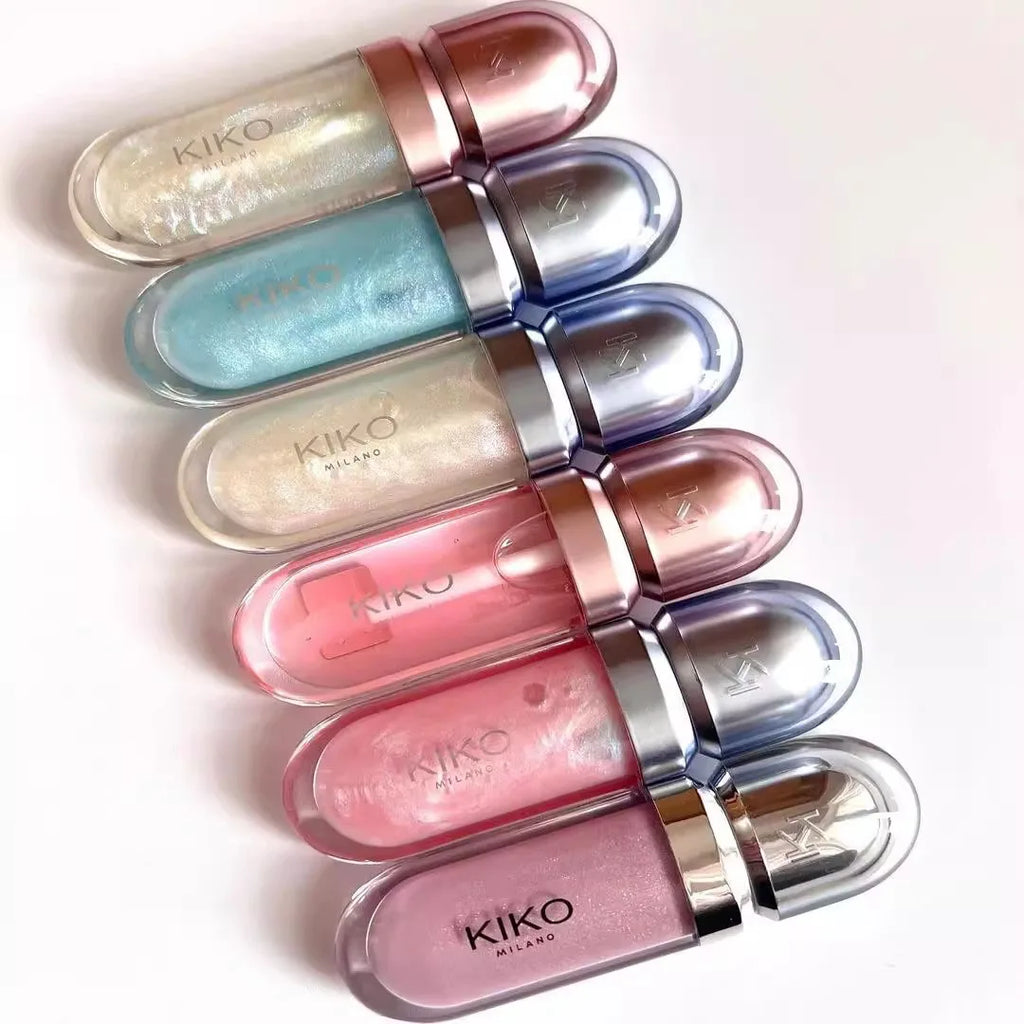 KIKO Brillo Labial Líquido 3D Transparente, Efecto Espejo, Nutritivo, Labios Voluminosos, Larga Duración, Tono Té con Leche/Pasta de Frijol