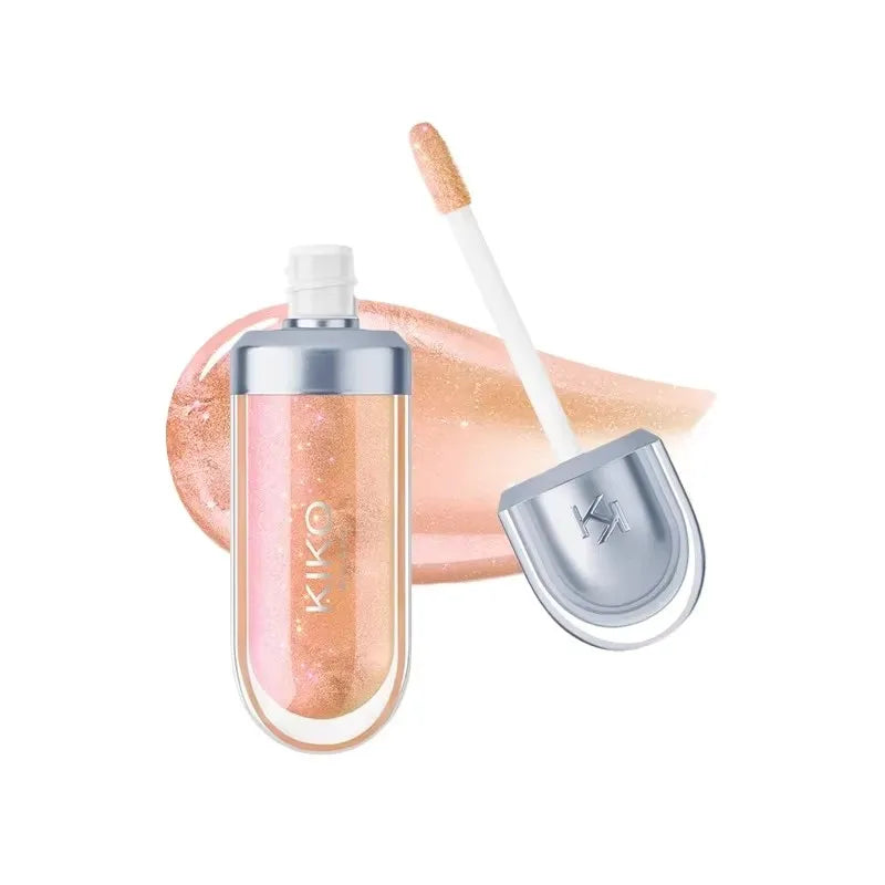 KIKO Brillo Labial Líquido 3D Transparente, Efecto Espejo, Nutritivo, Labios Voluminosos, Larga Duración, Tono Té con Leche/Pasta de Frijol