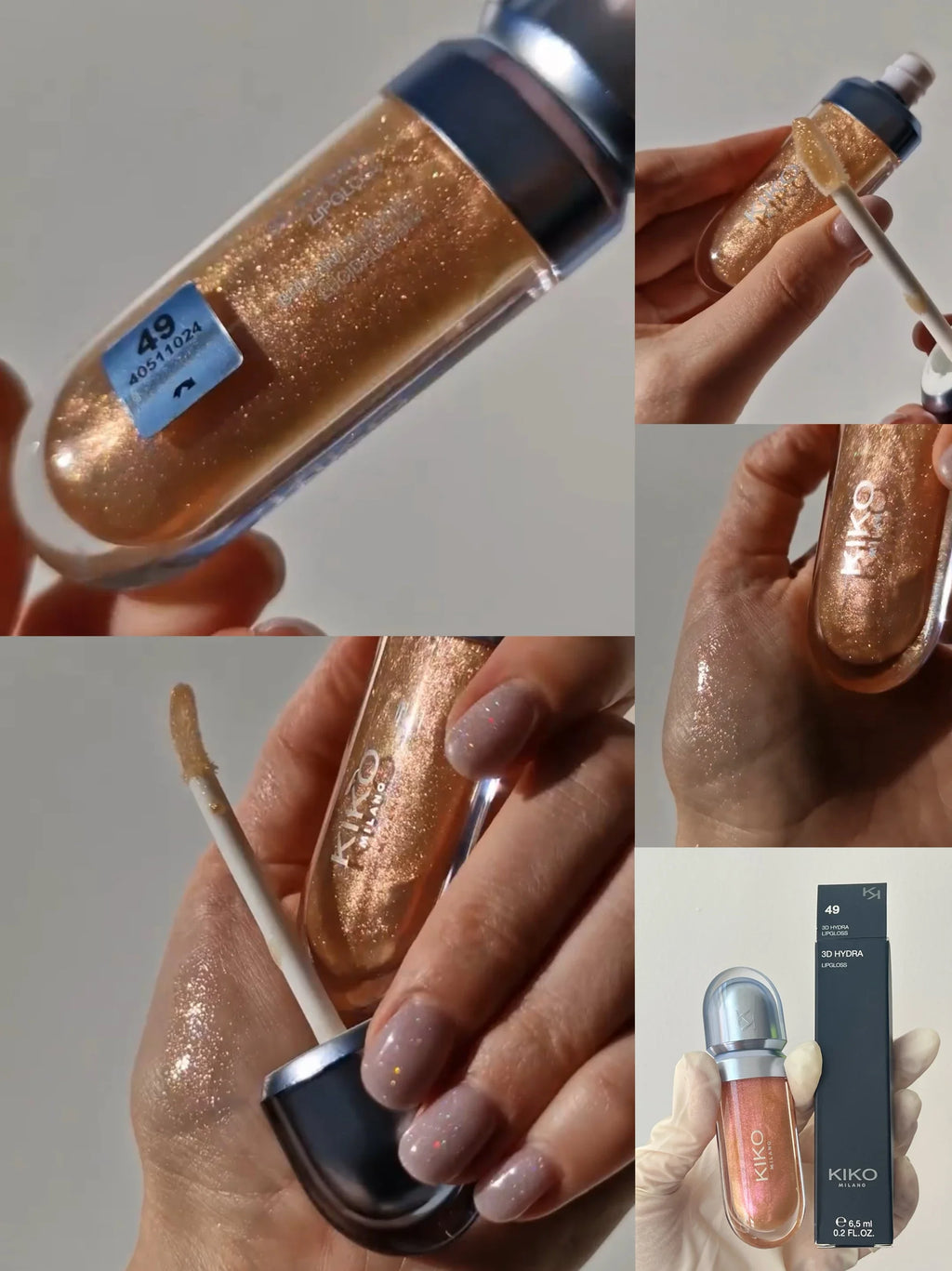 KIKO Brillo Labial Líquido 3D Transparente, Efecto Espejo, Nutritivo, Labios Voluminosos, Larga Duración, Tono Té con Leche/Pasta de Frijol