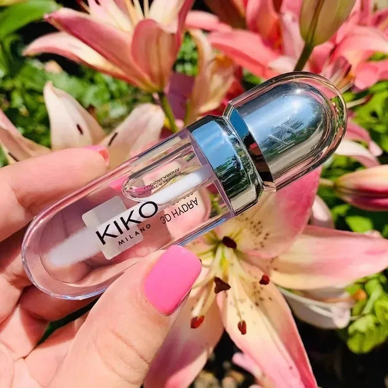 KIKO Brillo Labial Líquido 3D Transparente, Efecto Espejo, Nutritivo, Labios Voluminosos, Larga Duración, Tono Té con Leche/Pasta de Frijol