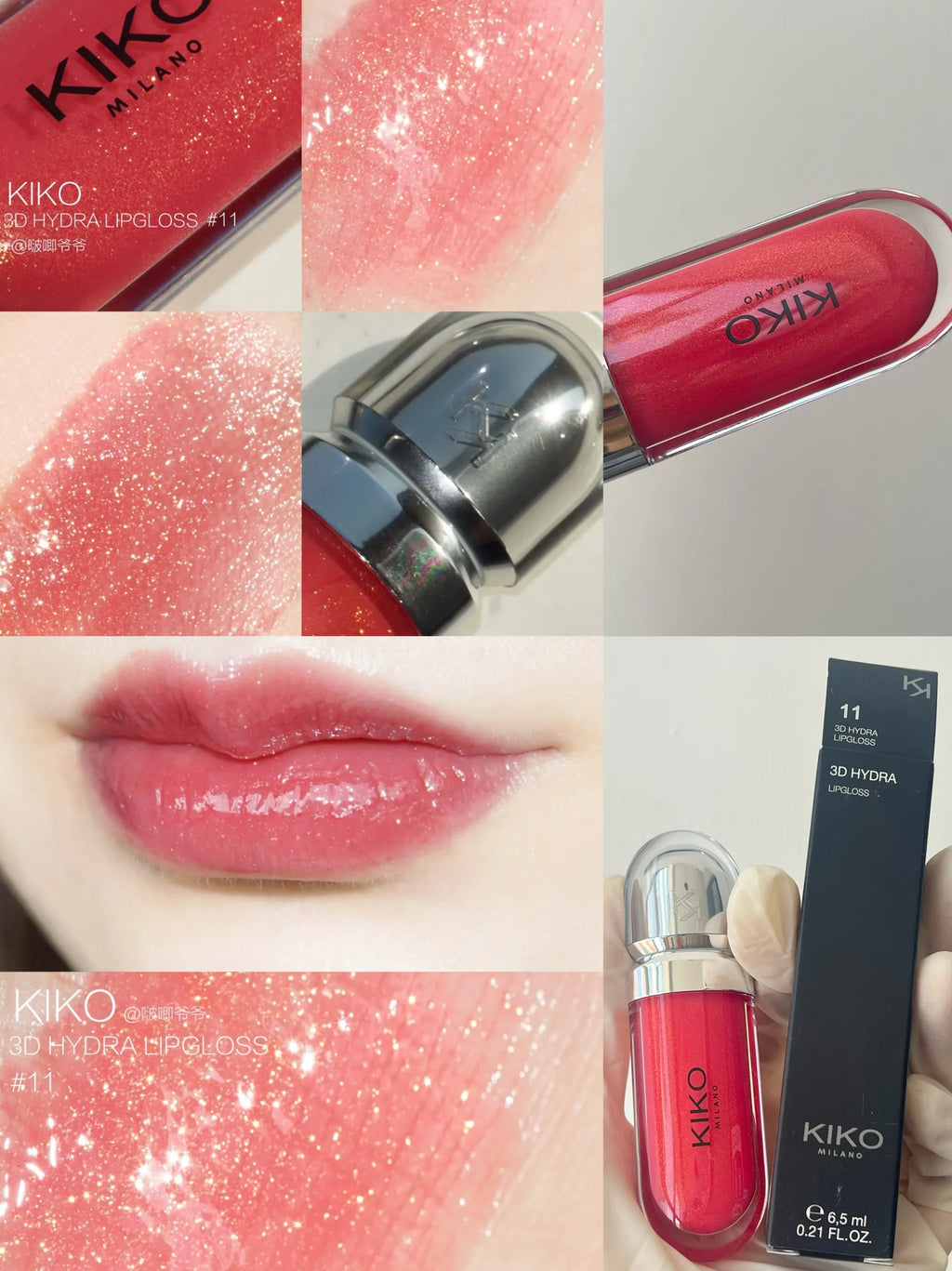 KIKO Brillo Labial Líquido 3D Transparente, Efecto Espejo, Nutritivo, Labios Voluminosos, Larga Duración, Tono Té con Leche/Pasta de Frijol