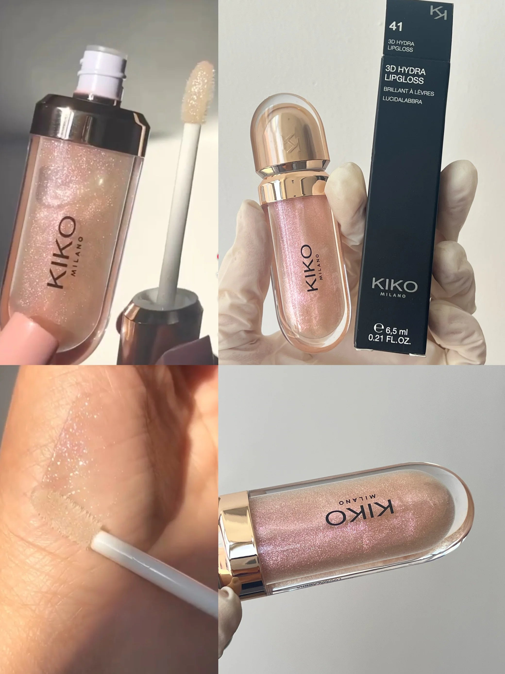 KIKO Brillo Labial Líquido 3D Transparente, Efecto Espejo, Nutritivo, Labios Voluminosos, Larga Duración, Tono Té con Leche/Pasta de Frijol