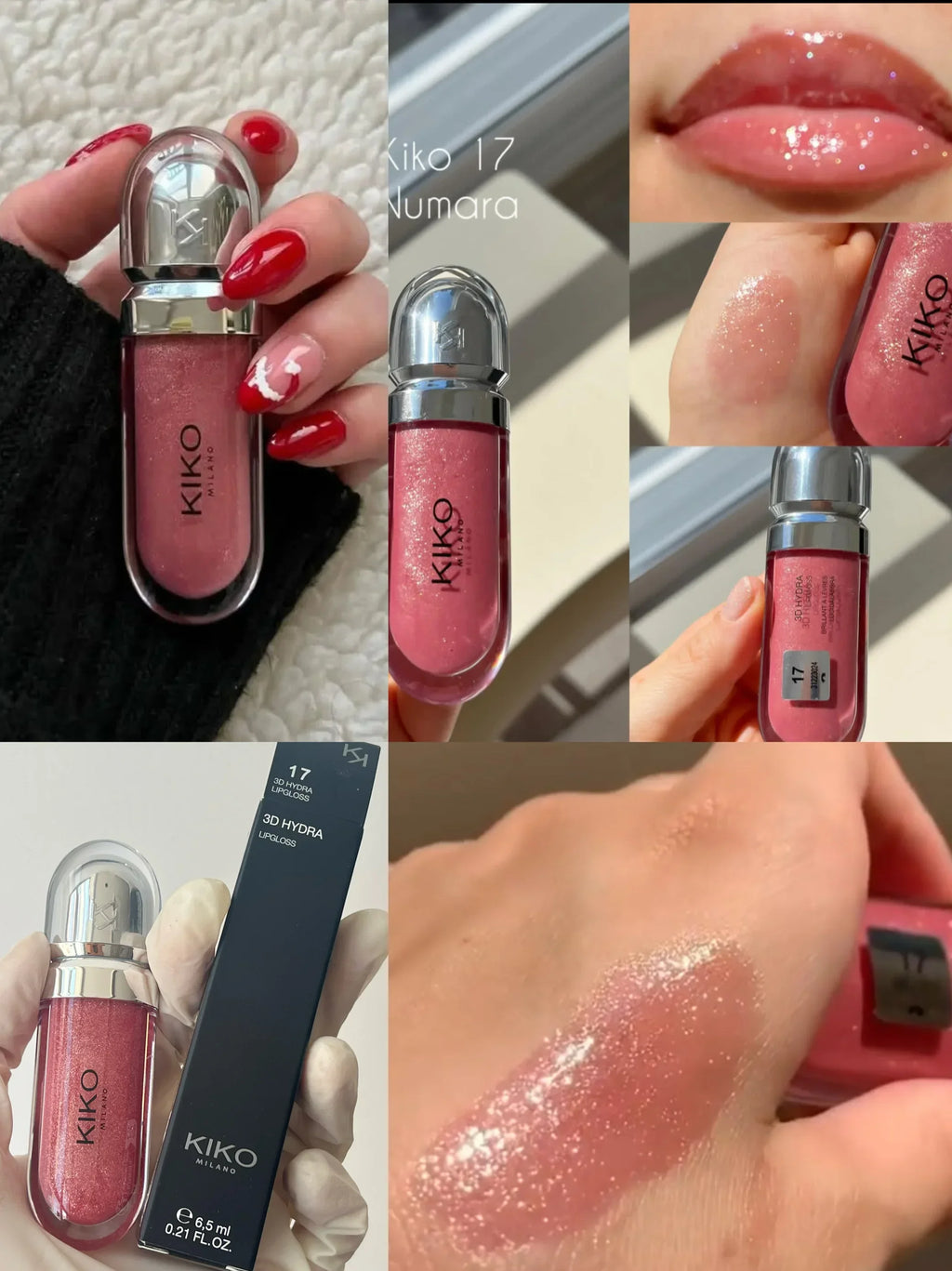 KIKO Brillo Labial Líquido 3D Transparente, Efecto Espejo, Nutritivo, Labios Voluminosos, Larga Duración, Tono Té con Leche/Pasta de Frijol