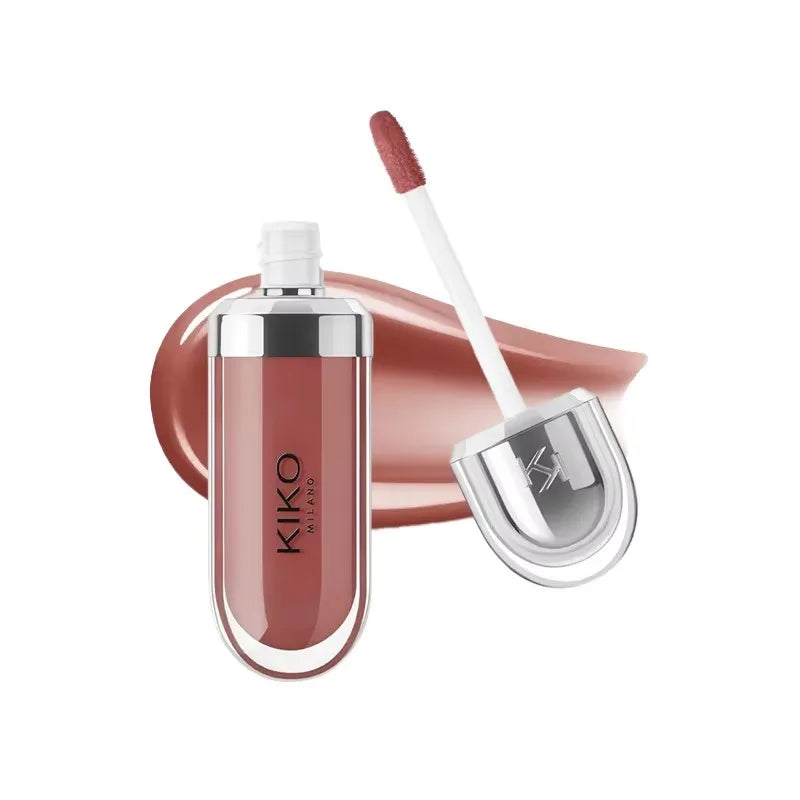 KIKO Brillo Labial Líquido 3D Transparente, Efecto Espejo, Nutritivo, Labios Voluminosos, Larga Duración, Tono Té con Leche/Pasta de Frijol
