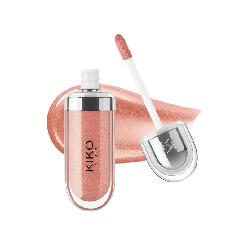 KIKO Brillo Labial Líquido 3D Transparente, Efecto Espejo, Nutritivo, Labios Voluminosos, Larga Duración, Tono Té con Leche/Pasta de Frijol