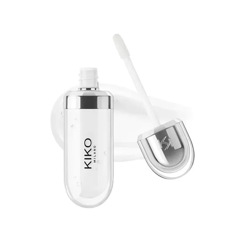 KIKO Brillo Labial Líquido 3D Transparente, Efecto Espejo, Nutritivo, Labios Voluminosos, Larga Duración, Tono Té con Leche/Pasta de Frijol