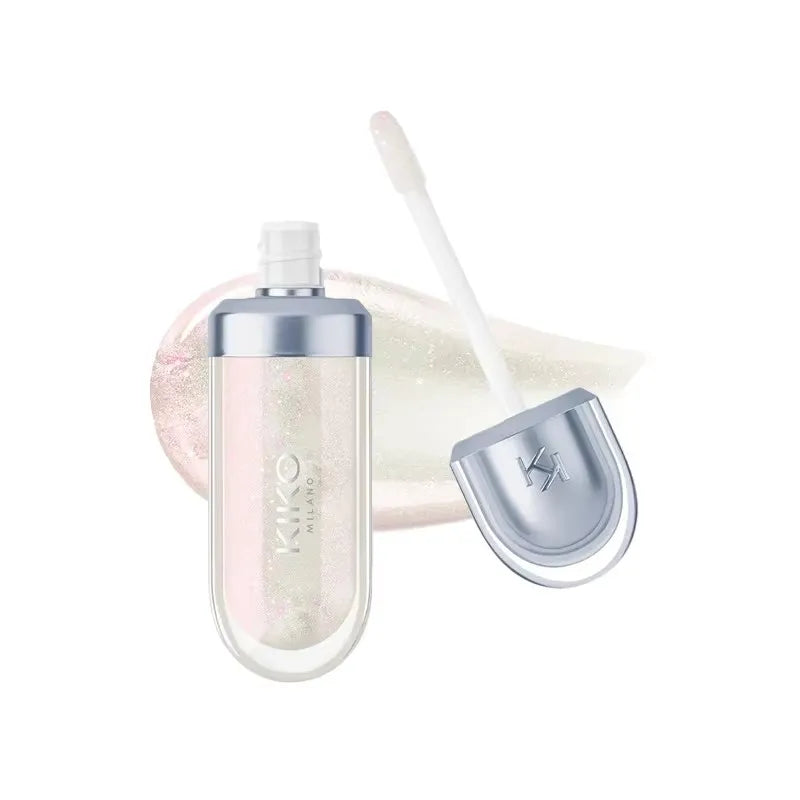 KIKO Brillo Labial Líquido 3D Transparente, Efecto Espejo, Nutritivo, Labios Voluminosos, Larga Duración, Tono Té con Leche/Pasta de Frijol