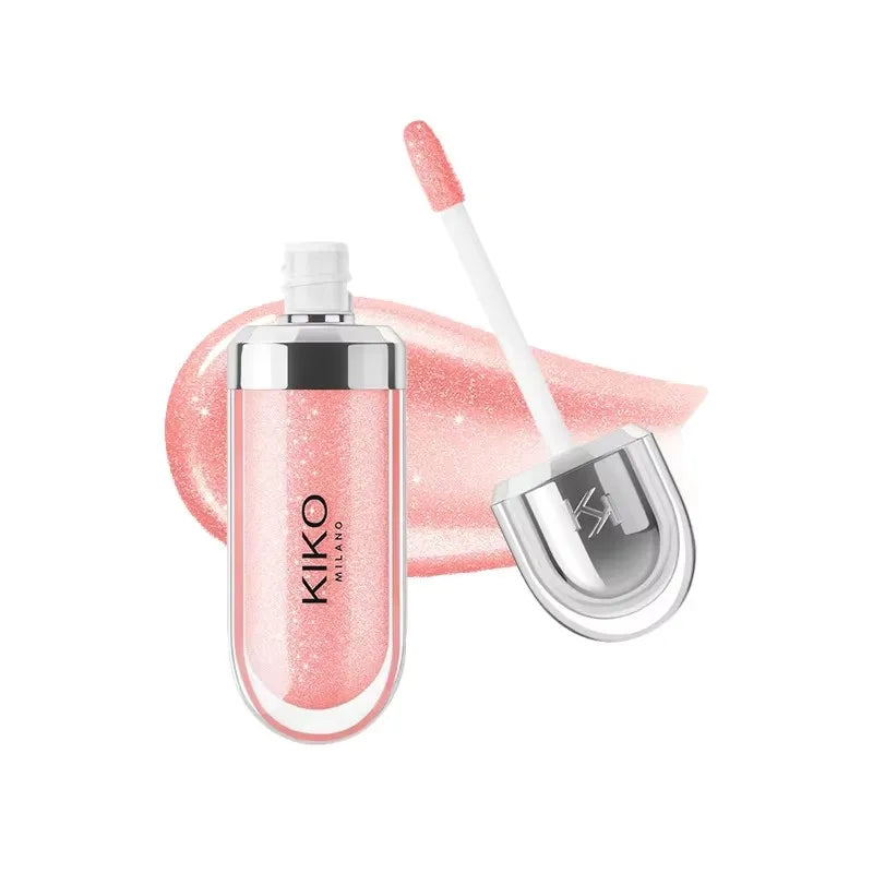 KIKO Brillo Labial Líquido 3D Transparente, Efecto Espejo, Nutritivo, Labios Voluminosos, Larga Duración, Tono Té con Leche/Pasta de Frijol